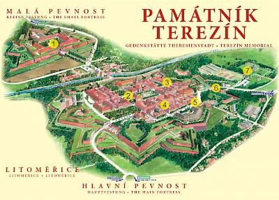 Map of Theresienstadt (© <a href='https://www.pamatnik-terezin.cz' target='_blank'>Památník Terezín</a>)