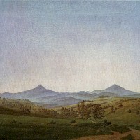 Caspar David Friedrich: Böhmische Landschaft mit dem Milleschauer (um 1810, heute Gemäldegalerie Neue Meister Dresden)